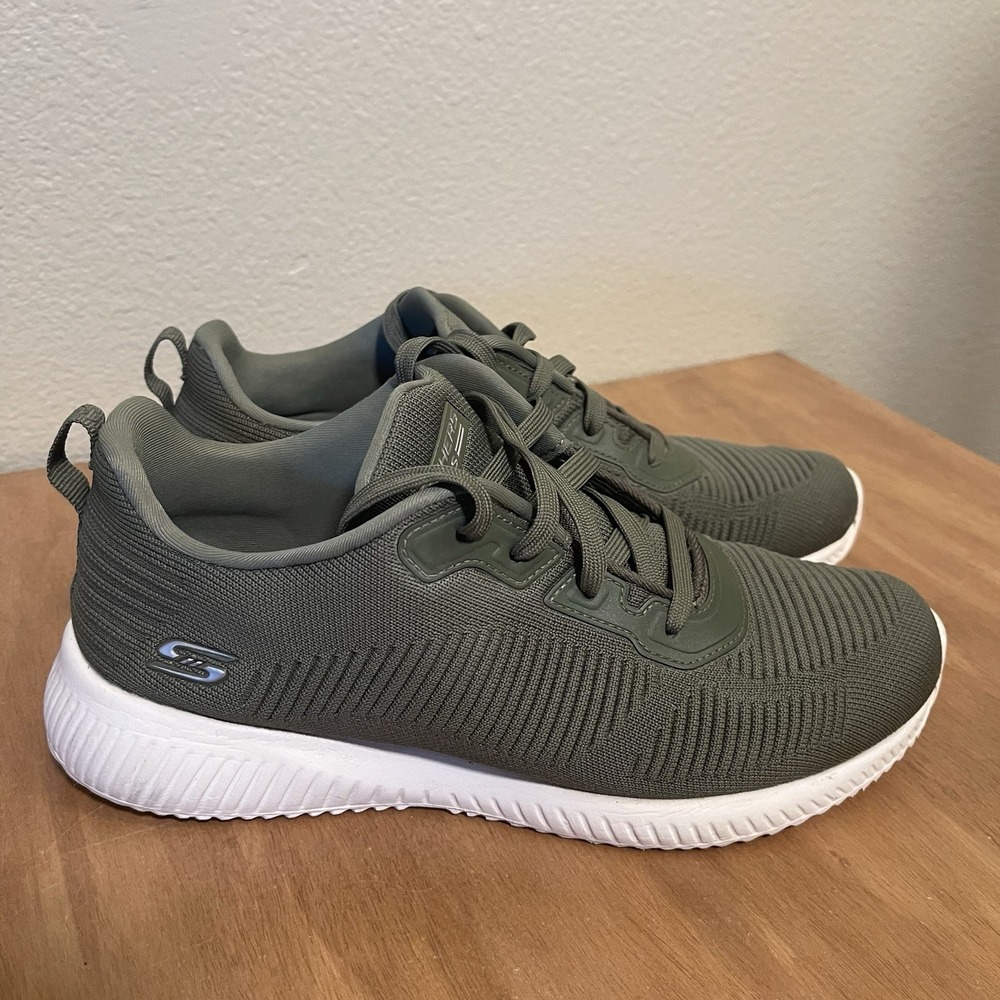 Skechers Bobs Squad Tough Women's Sz 9 Sneakers Running Shoes Dark Green Lace Up